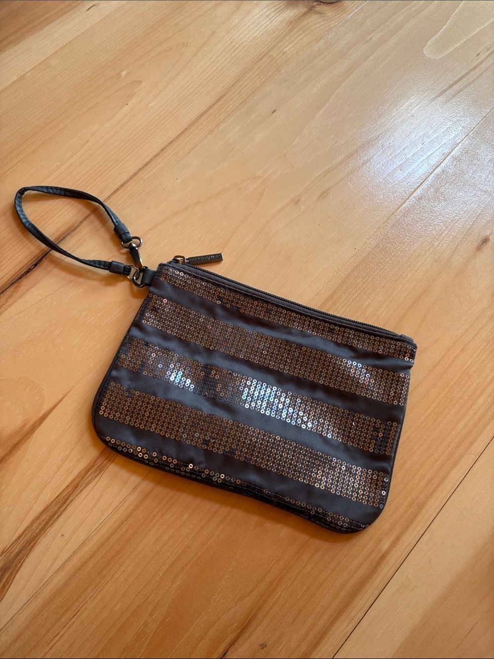 Sequined Wristlet Clutch - Black and Brown